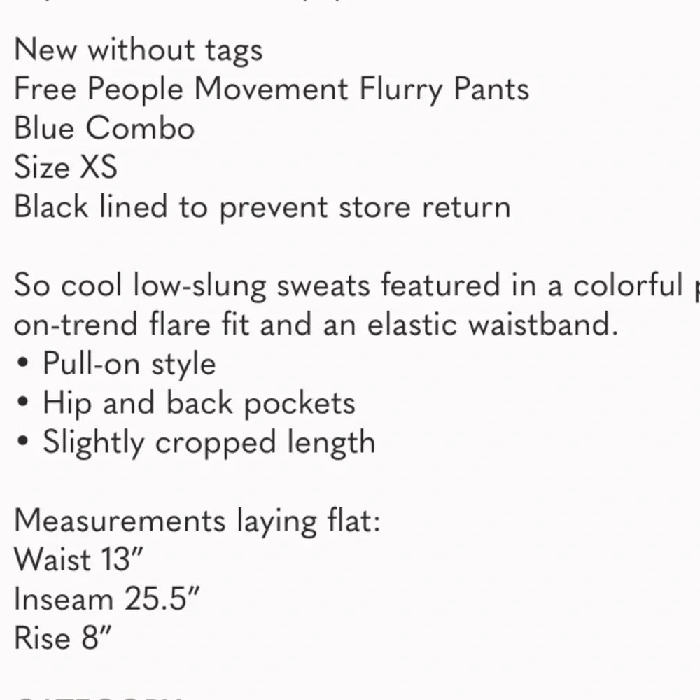 NWOT FREE PEOPLE Flurry Pants XS Blue Pockets Zip Ankles NEW FP MOVEMENT - Picture 7 of 7